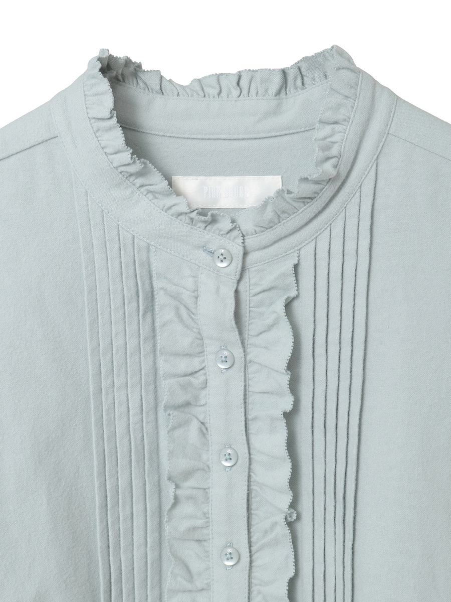 スタンドカラーブラウス 詳細画像 ブロード・シロ 3