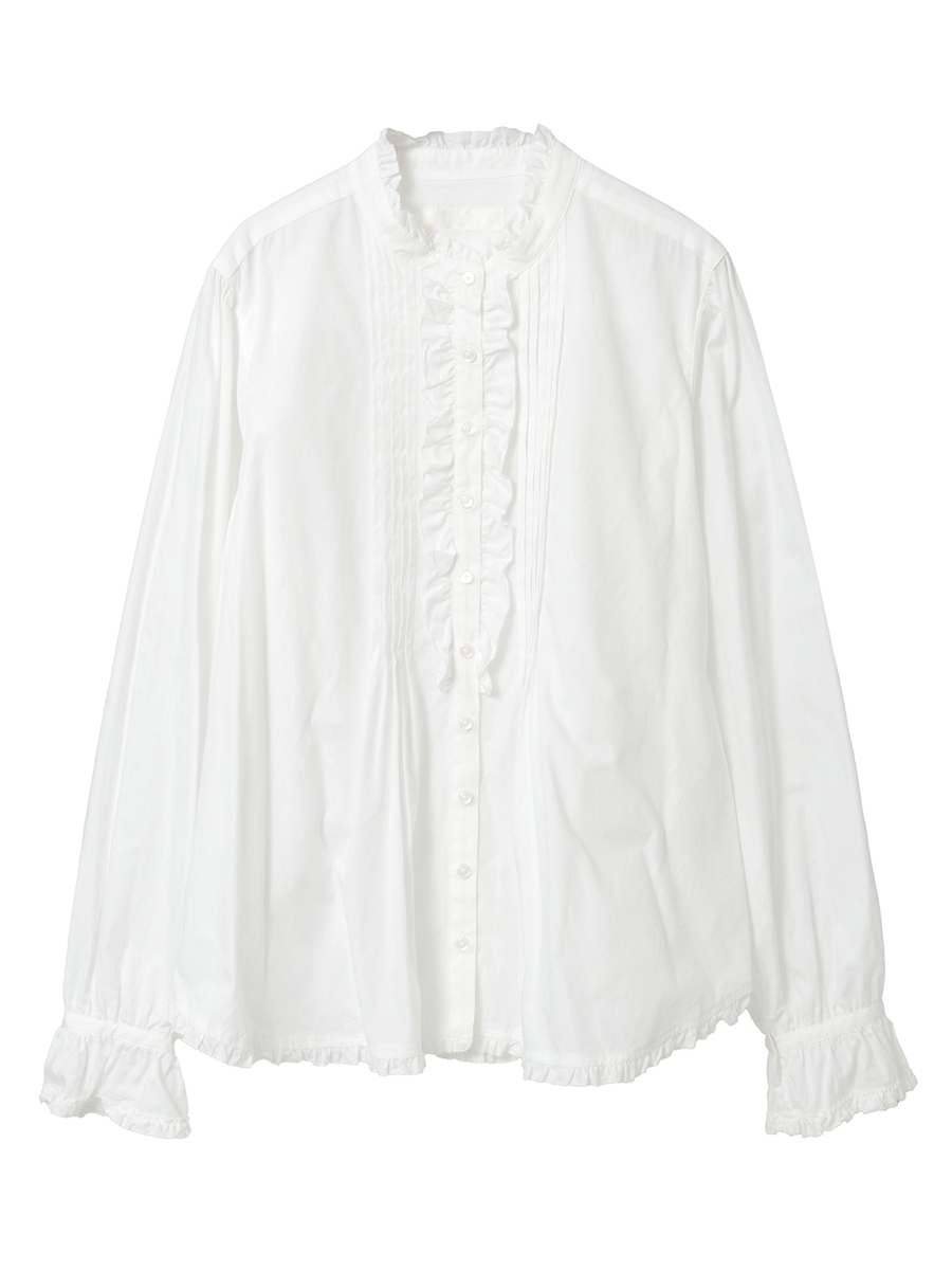 スタンドカラーブラウス 詳細画像 ブロード・シロ 1