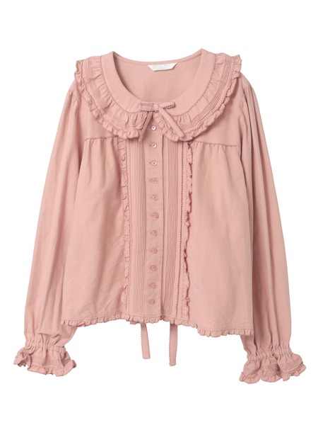 フリル襟付きブラウス