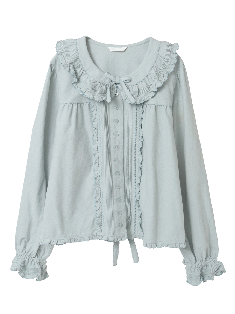 フリル襟付きブラウス 詳細画像 ブルーグレー 1