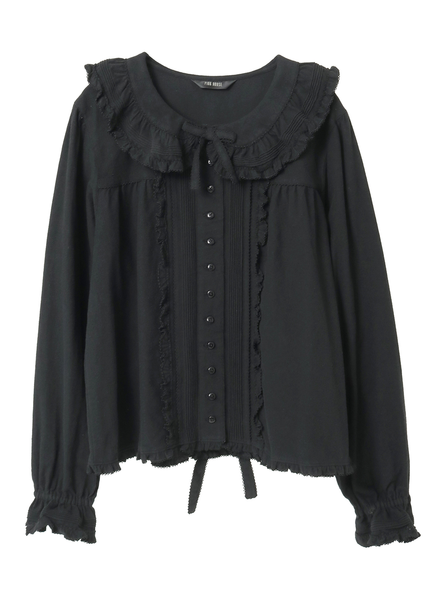 フリル襟付きブラウス 詳細画像 クロ 1