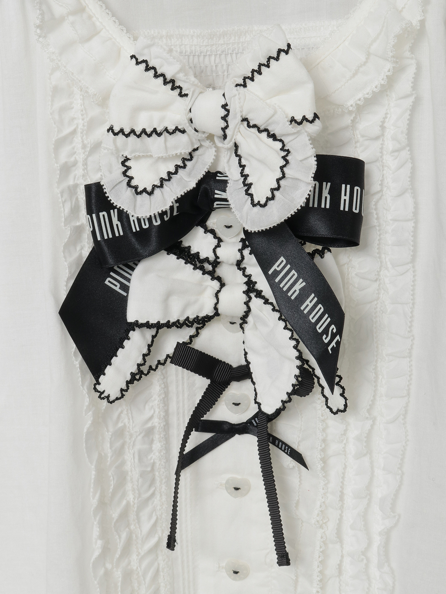 スモック刺繍ブラウス 詳細画像 シロ×ピンク 10