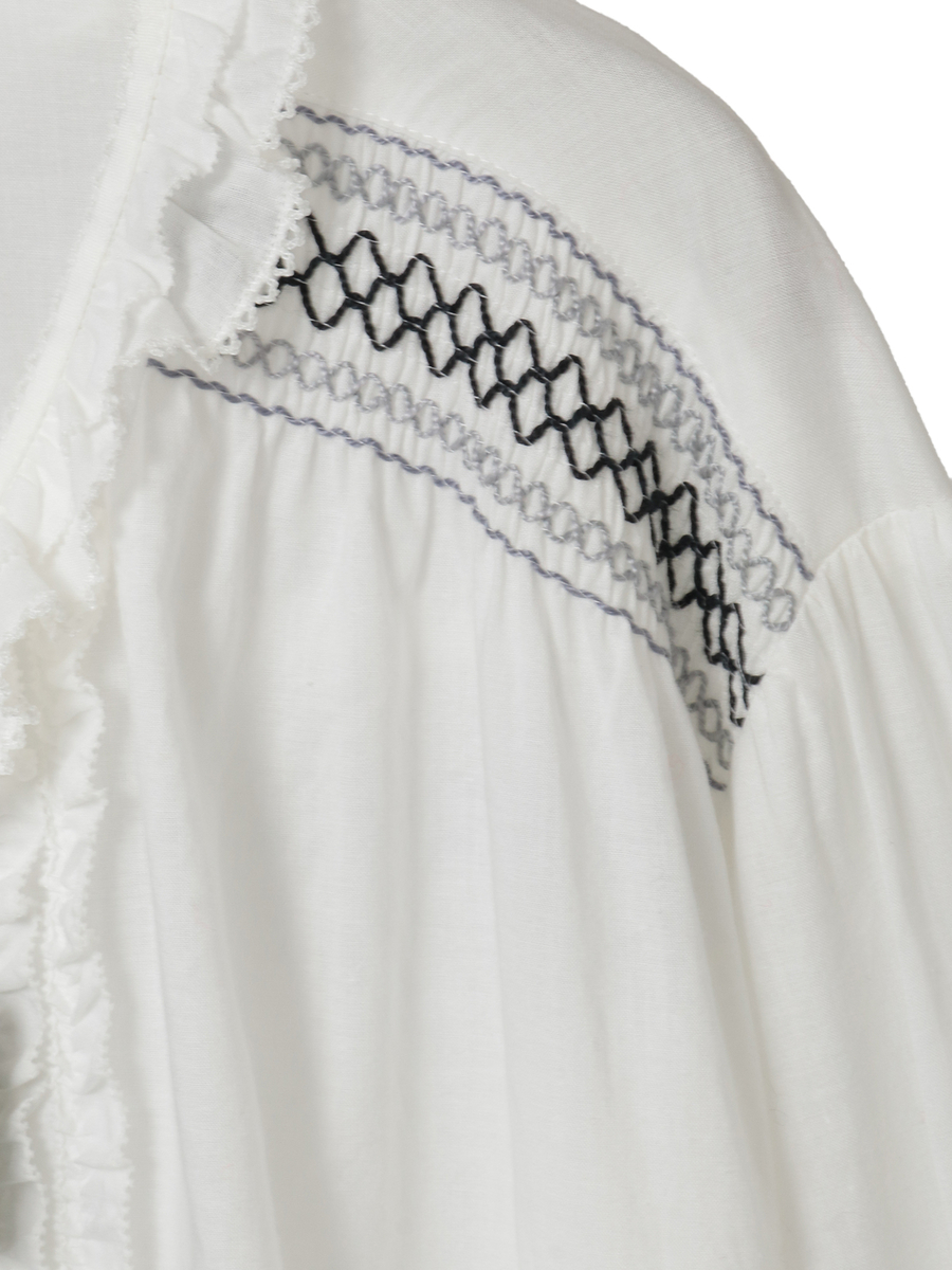 スモック刺繍ブラウス 詳細画像 シロ×ピンク 11