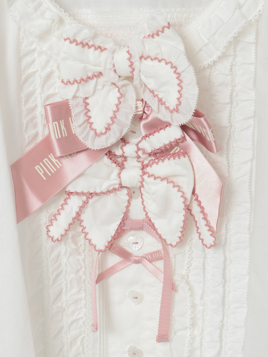 スモック刺繍ブラウス 詳細画像 シロ×ピンク 12