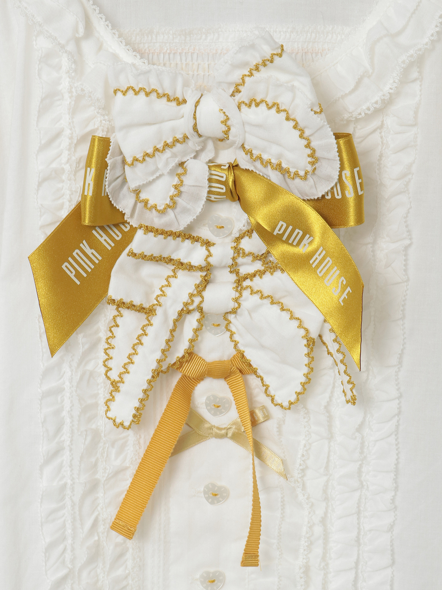 スモック刺繍ブラウス 詳細画像 シロ×ピンク 14