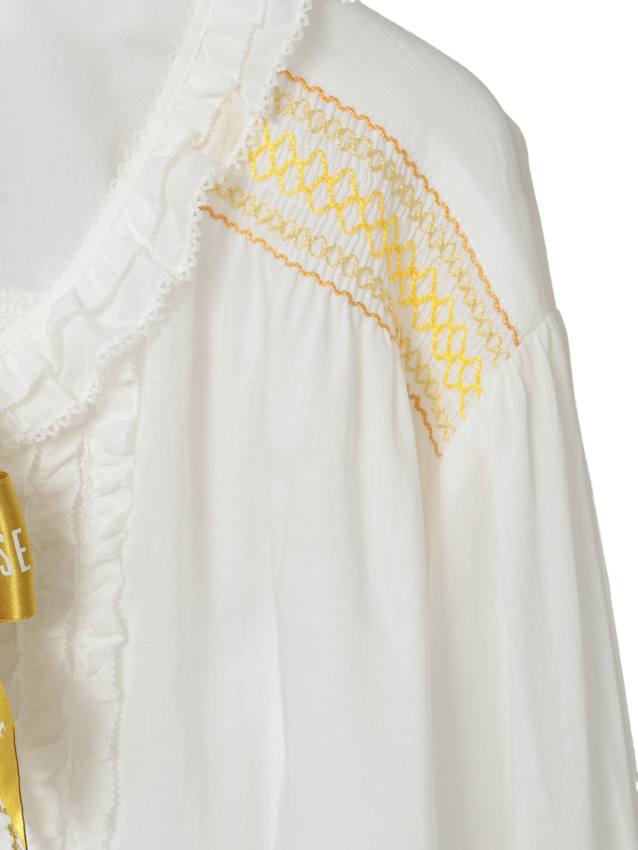 スモック刺繍ブラウス 詳細画像 シロ×ピンク 15