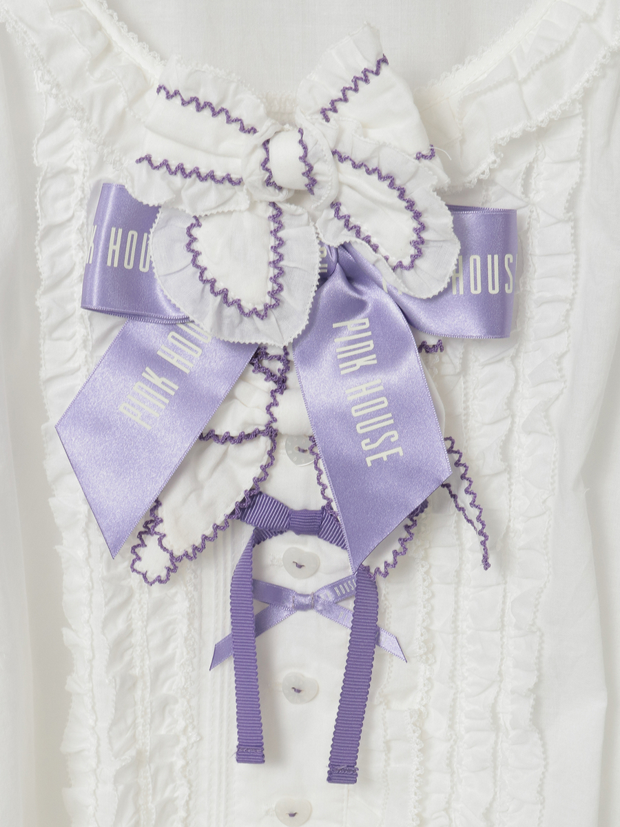 スモック刺繍ブラウス 詳細画像 シロ×ピンク 16