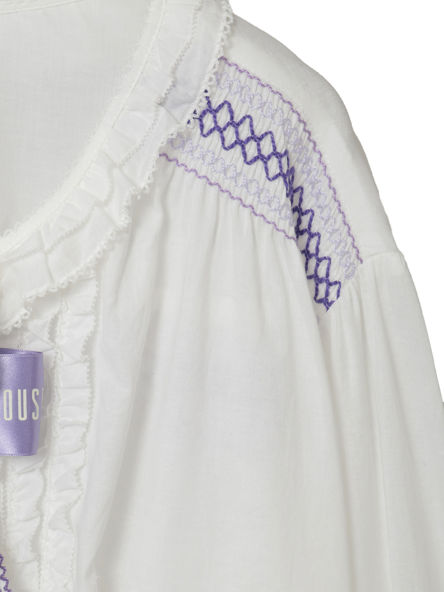 スモック刺繍ブラウス 詳細画像 シロ×ピンク 17