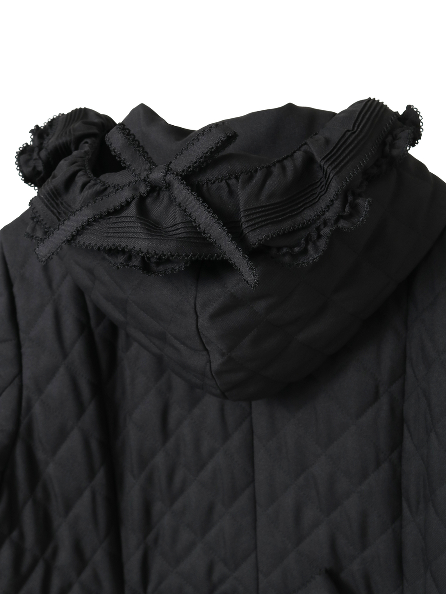 フリルフード付きキルティングロングコート 詳細画像 ピンク 12