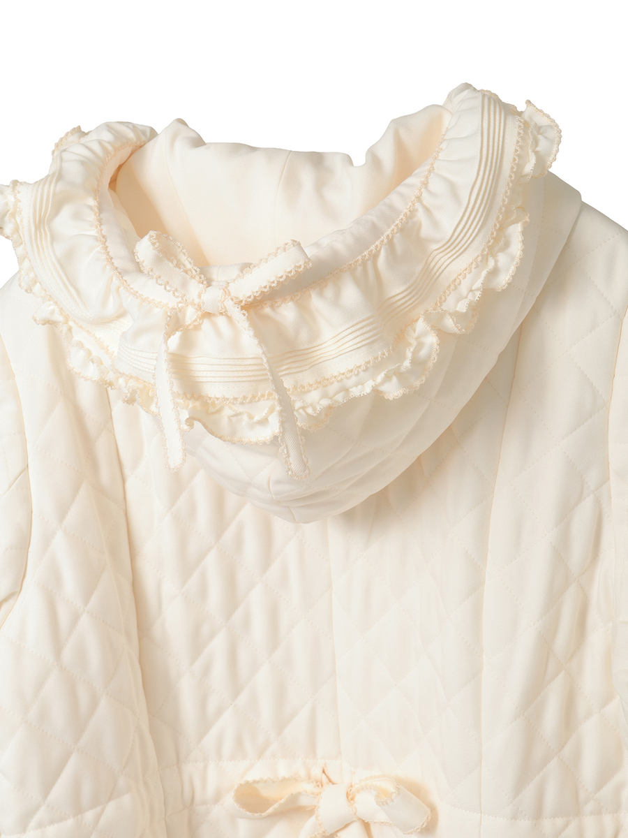 フリルフード付きキルティングロングコート 詳細画像 ピンク 14