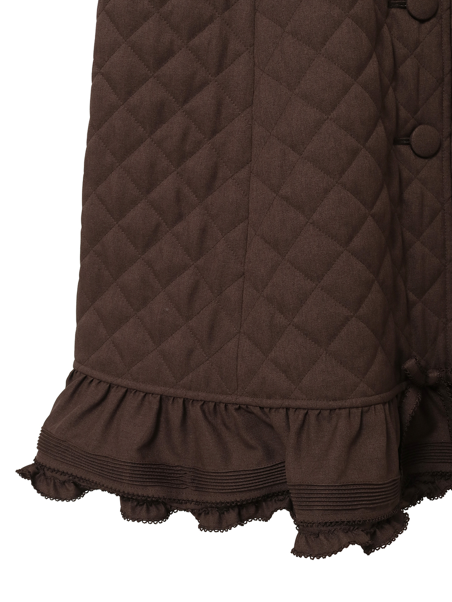 フリルフード付きキルティングロングコート 詳細画像 ピンク 15