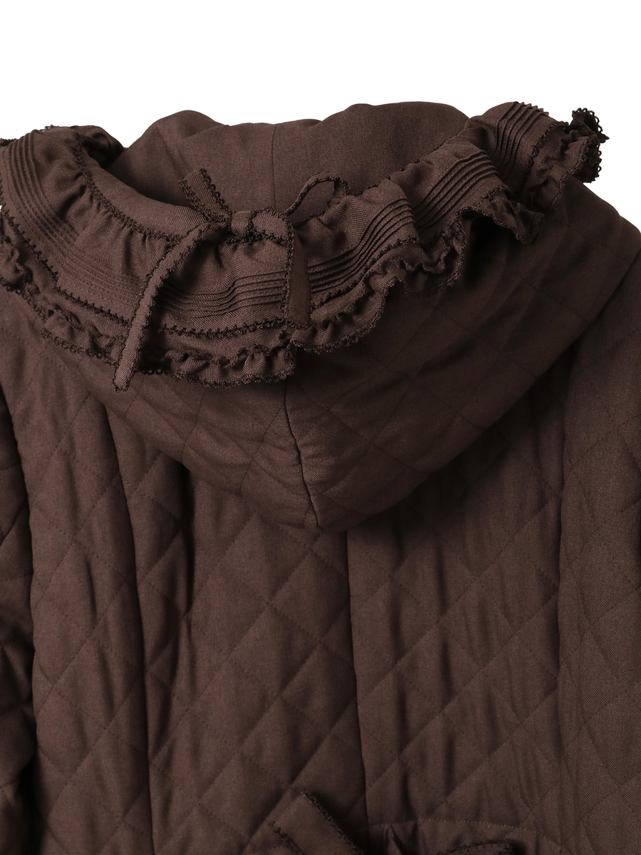 フリルフード付きキルティングロングコート 詳細画像 ピンク 16