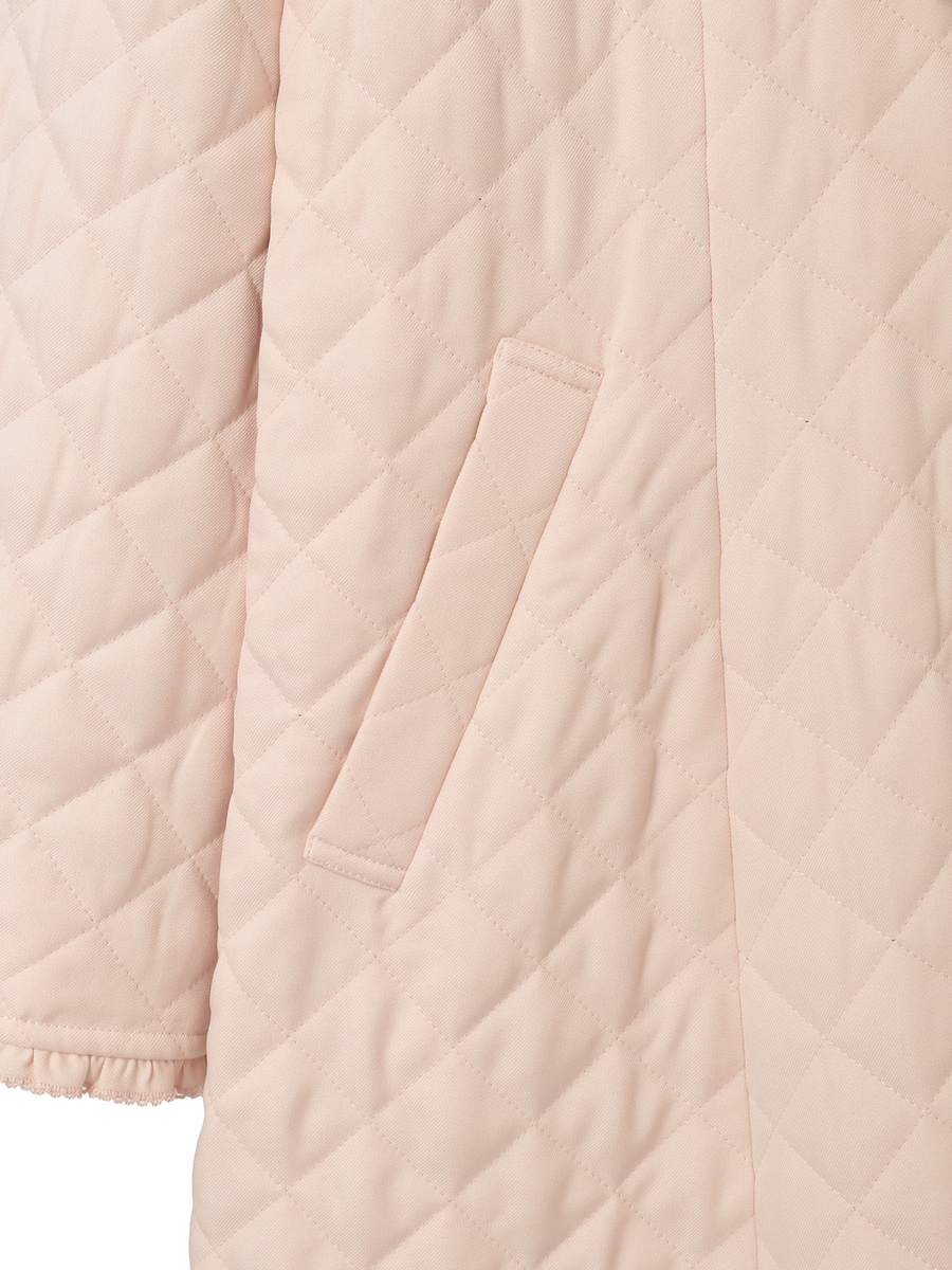 フリルフード付きキルティングロングコート 詳細画像 ピンク 4