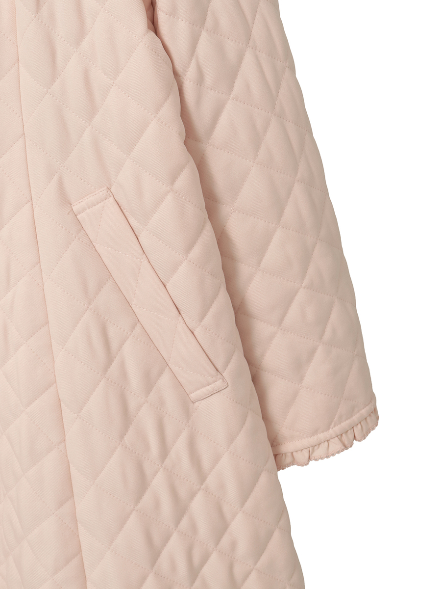 フリルフード付きキルティングロングコート 詳細画像 ピンク 5