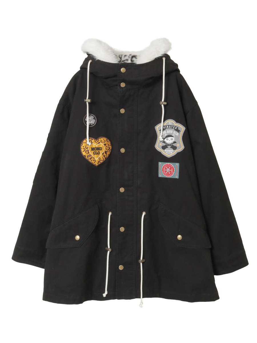 PINK HOUSE×Momoclo パイレーツキャットワッペンモッズコート 詳細画像 クロ 1