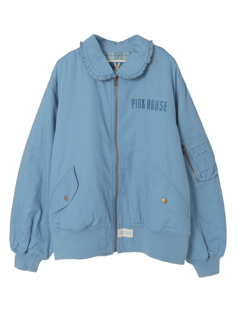 バラ園うさぎ刺繍ブルゾン 詳細画像 ブルー 1