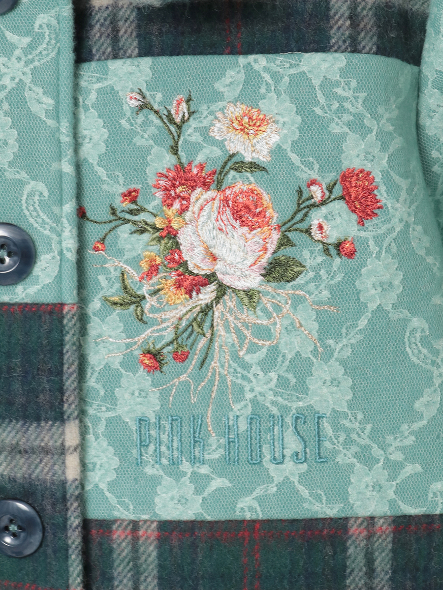 ニードルパンチ×シャギーチェックジャケット 詳細画像 アカ 10