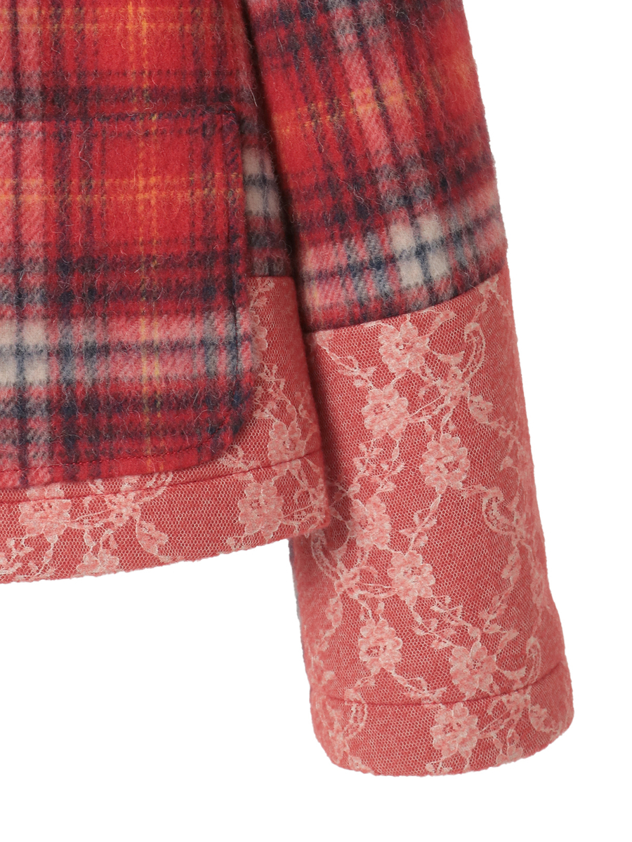 ニードルパンチ×シャギーチェックジャケット 詳細画像 アカ 4