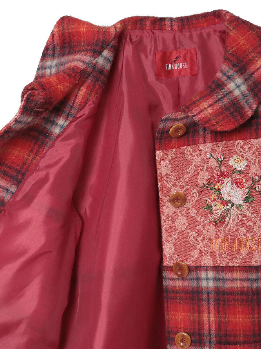 ニードルパンチ×シャギーチェックジャケット 詳細画像 アカ 6