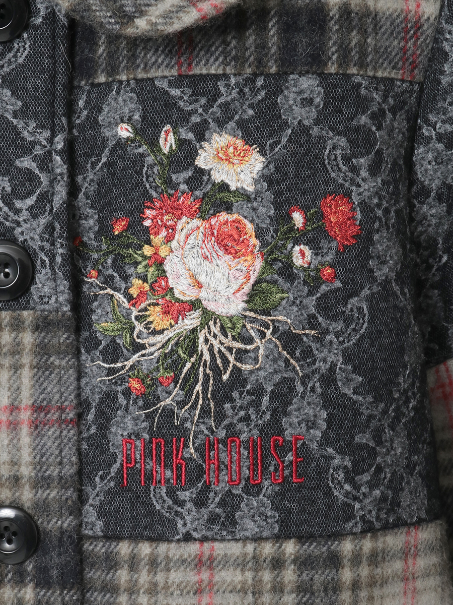 ニードルパンチ×シャギーチェックジャケット 詳細画像 アカ 8