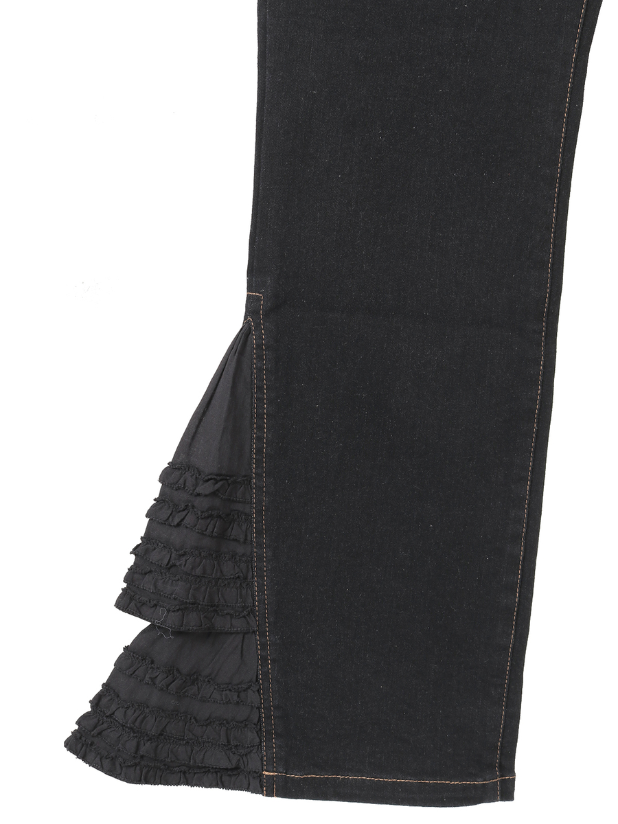 ローンフリル使いデニムパンツ 詳細画像 クロ 7