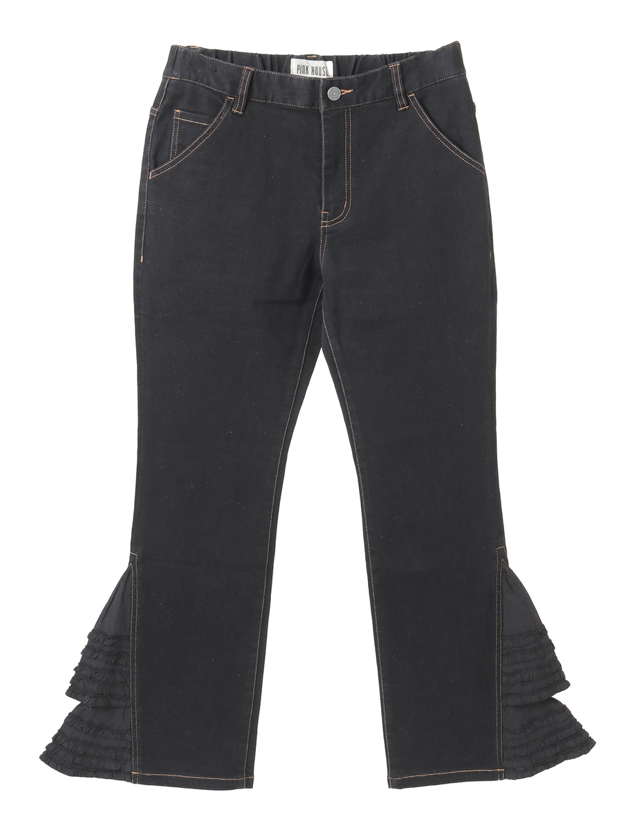 ローンフリル使いデニムパンツ 詳細画像 クロ 1