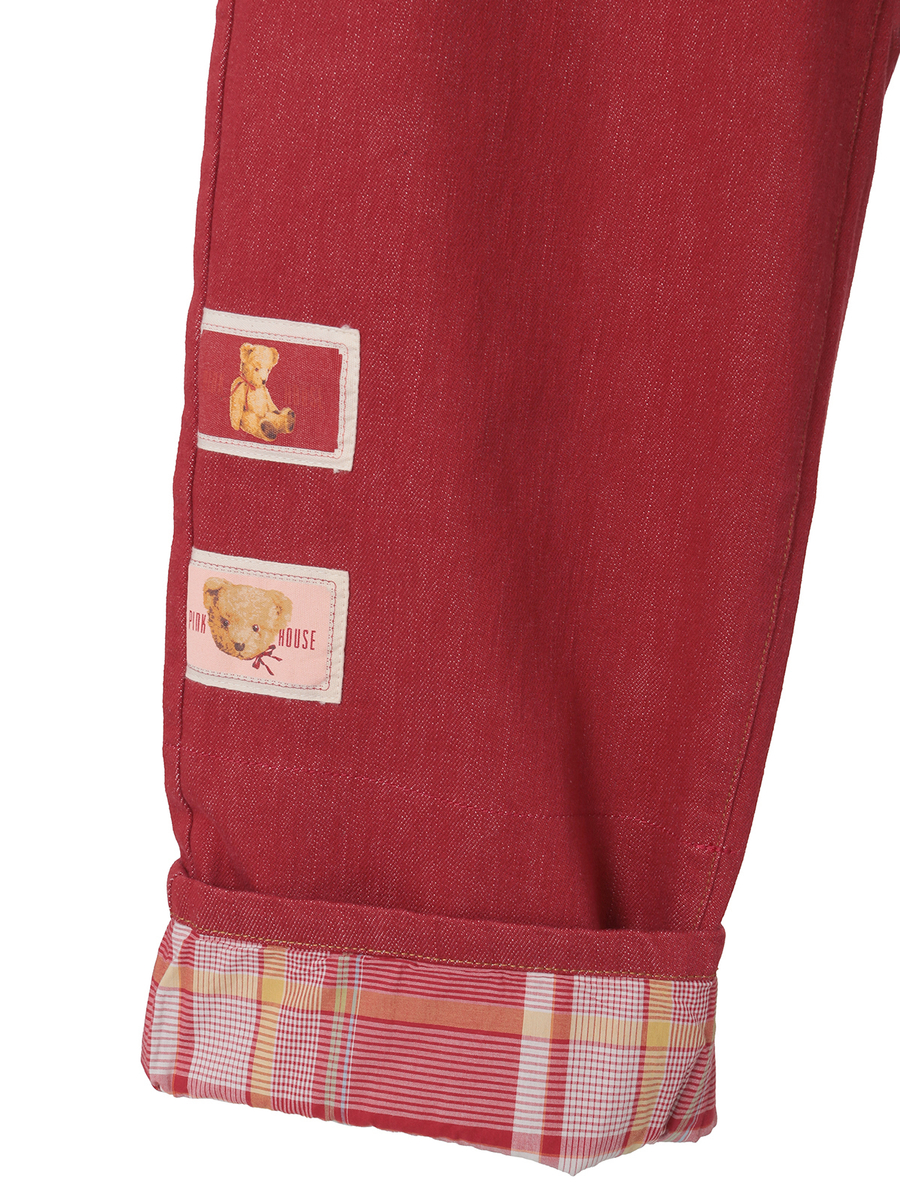 テディベア刺繍デニムパンツ 詳細画像 ブルー 14