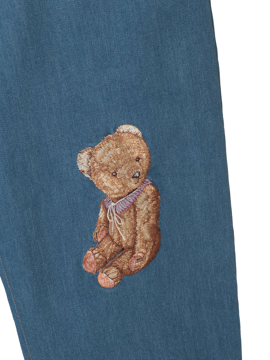 テディベア刺繍デニムパンツ 詳細画像 ブルー 17
