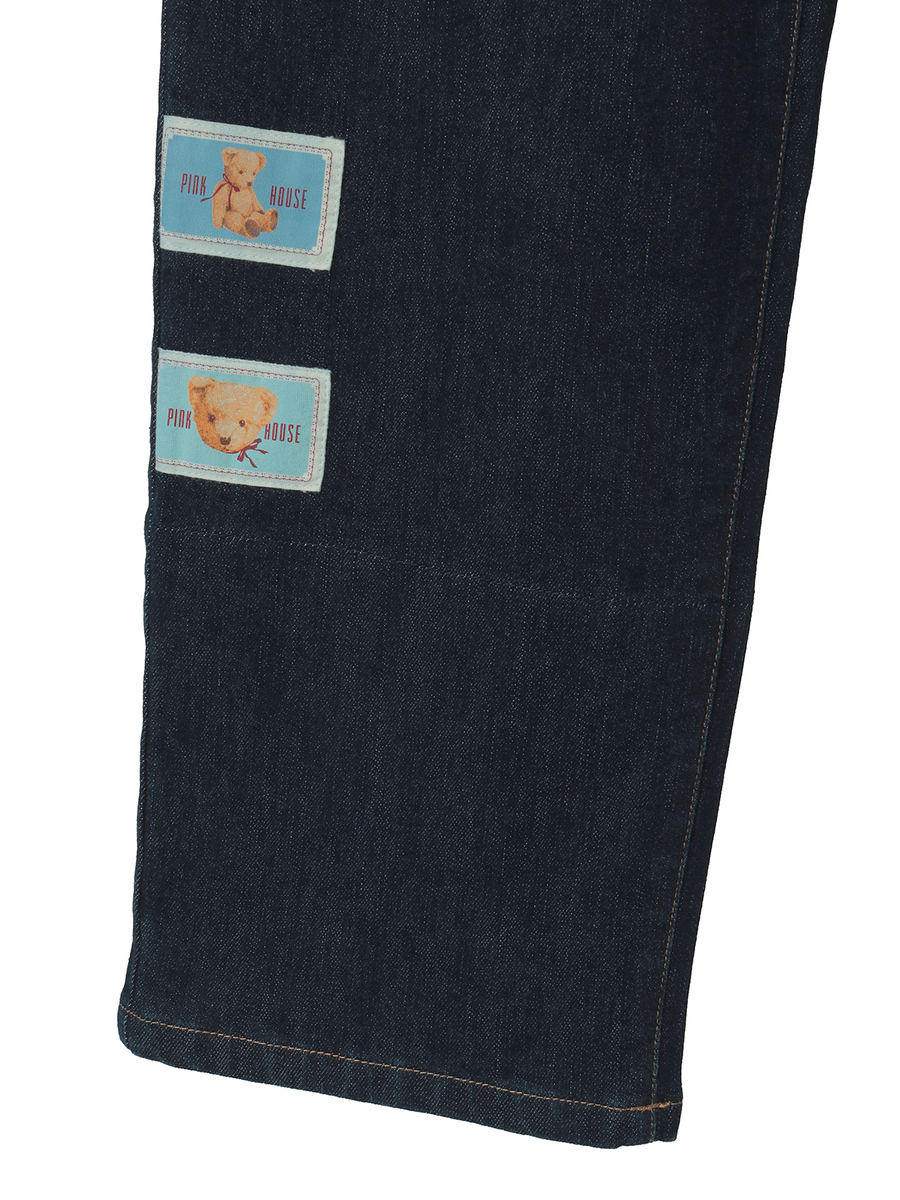 テディベア刺繍デニムパンツ 詳細画像 ブルー 4