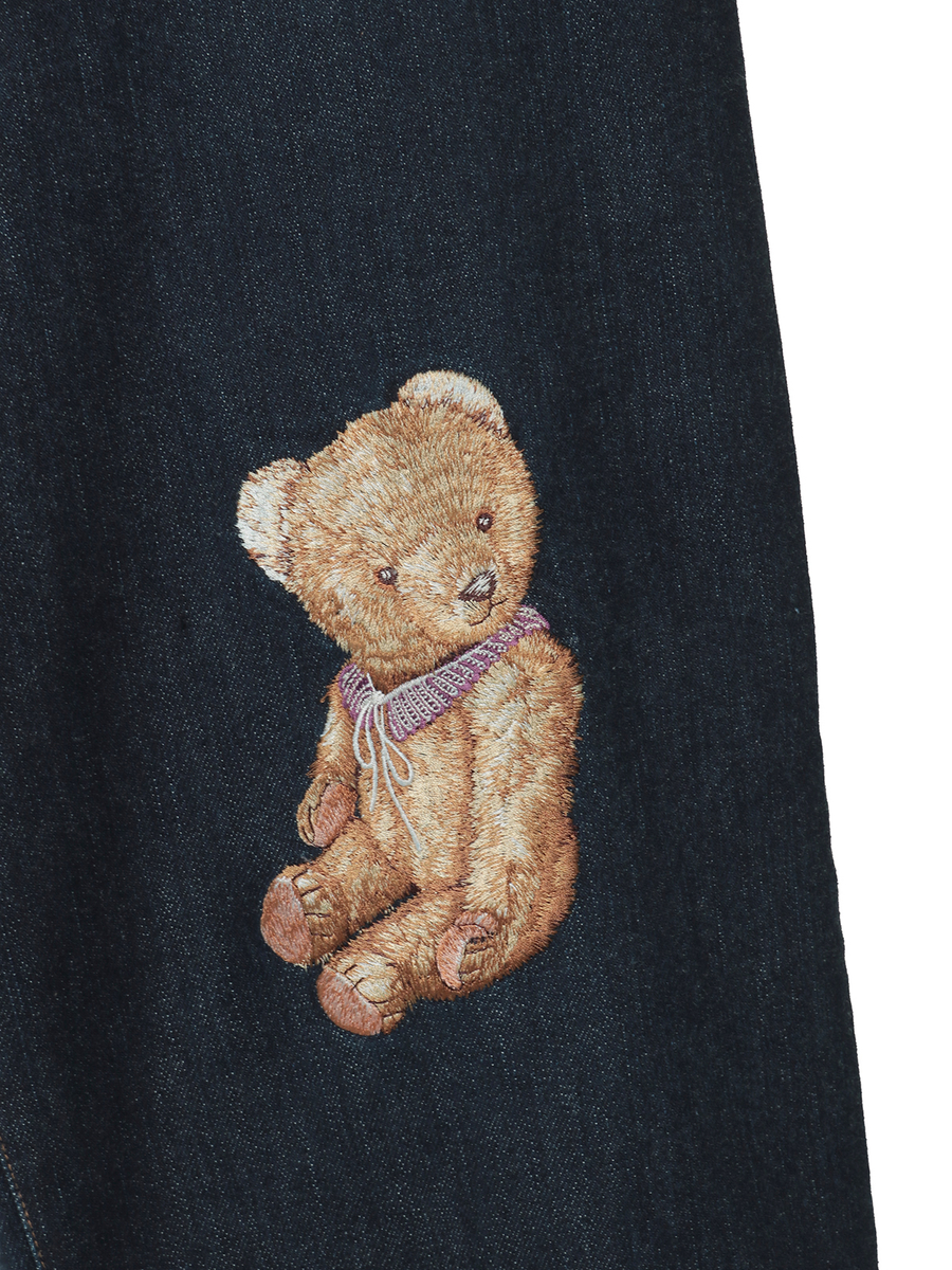 テディベア刺繍デニムパンツ 詳細画像 ブルー 9