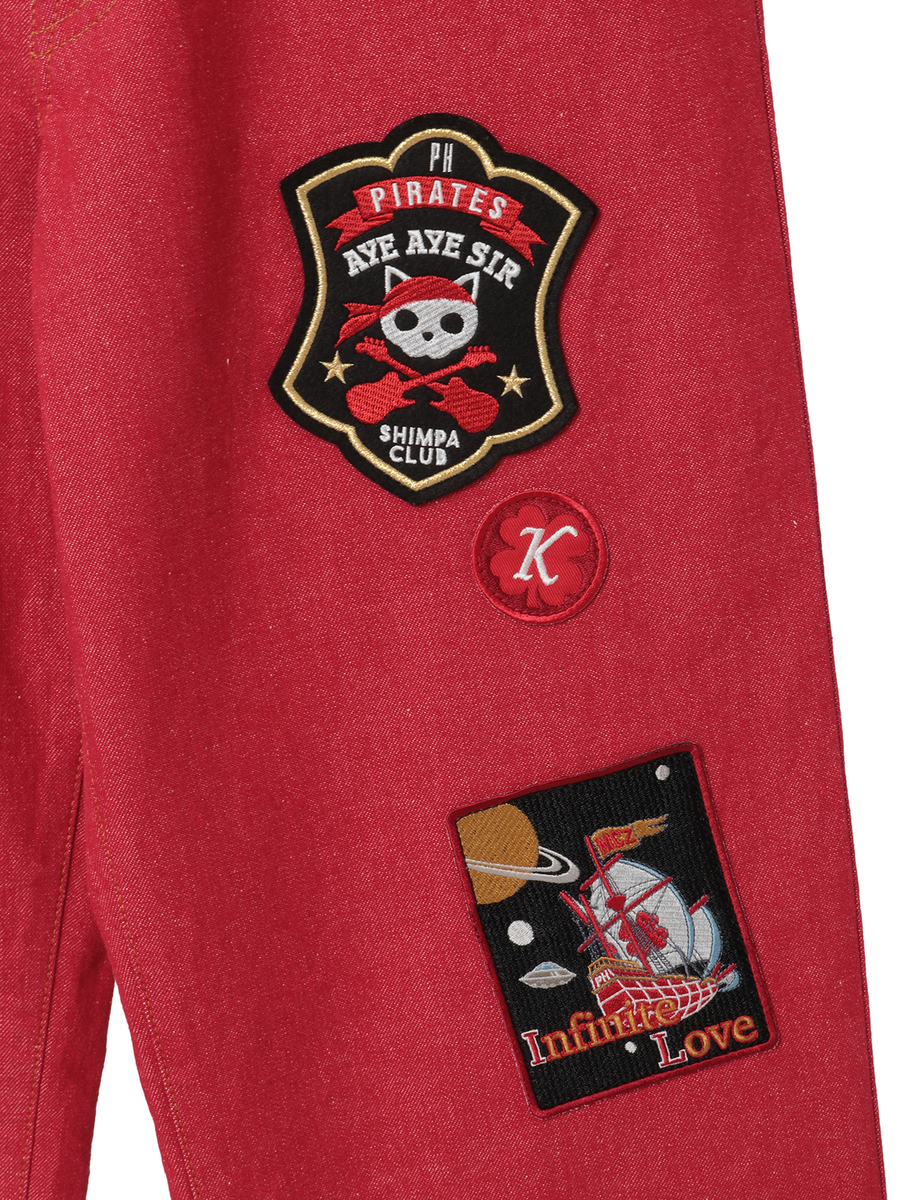 PINK HOUSE×Momoclo ワッペンいっぱいデニムパンツ 詳細画像 アカ 14