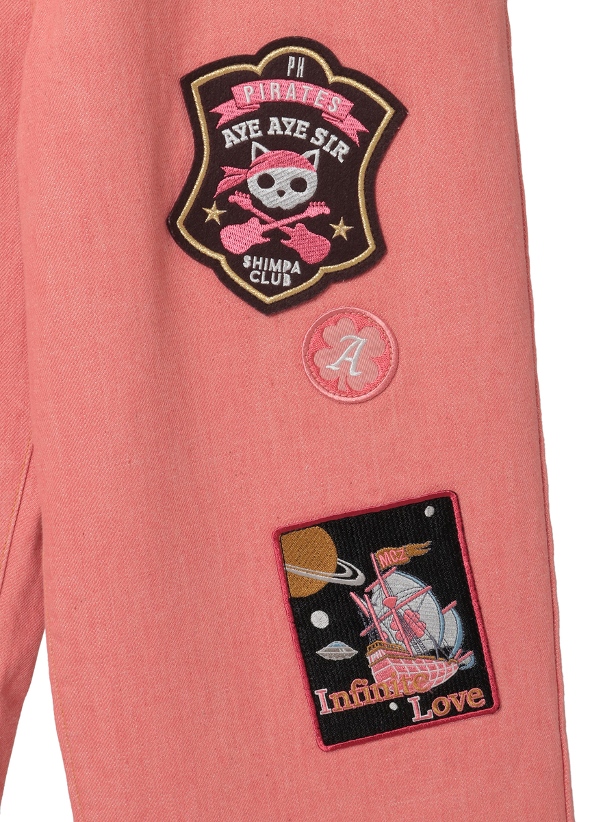 PINK HOUSE×Momoclo ワッペンいっぱいデニムパンツ 詳細画像 アカ 8