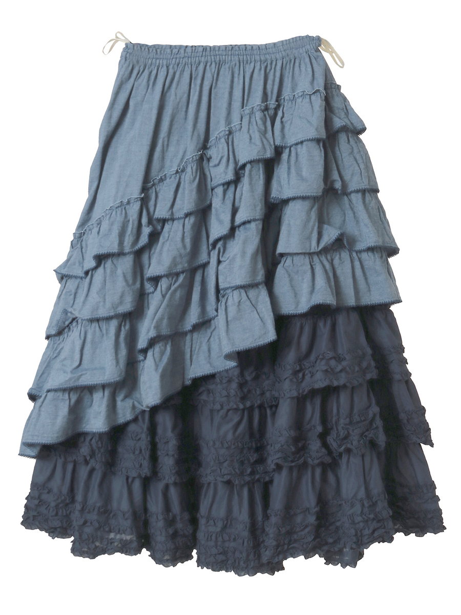 ダンガリー×ローンフリルスカート 詳細画像 インディゴ 1