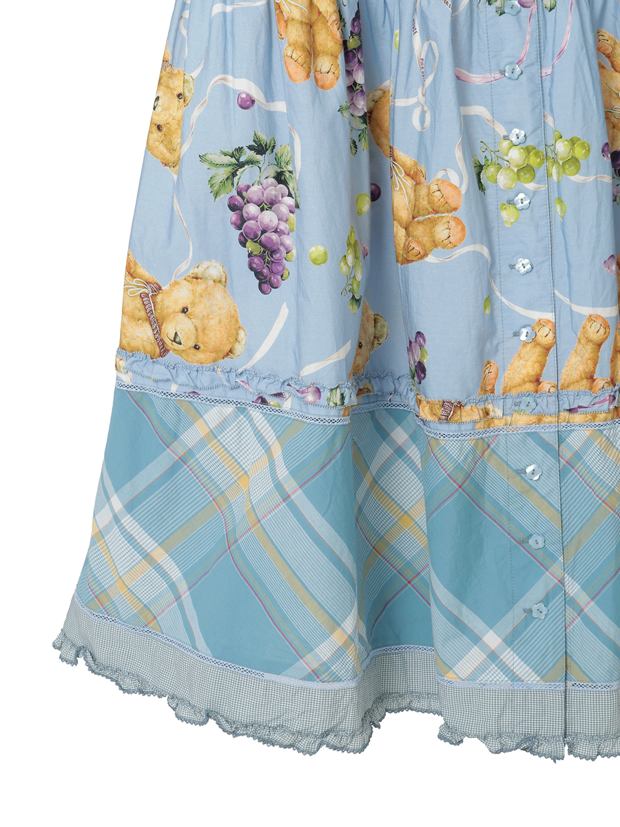 くま葡萄プリントパッチワークスカート 詳細画像 アカ 9