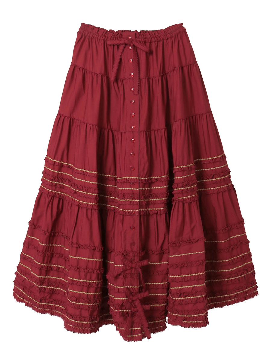 フローラルテープ使いスカート 詳細画像 ローズレッド 1