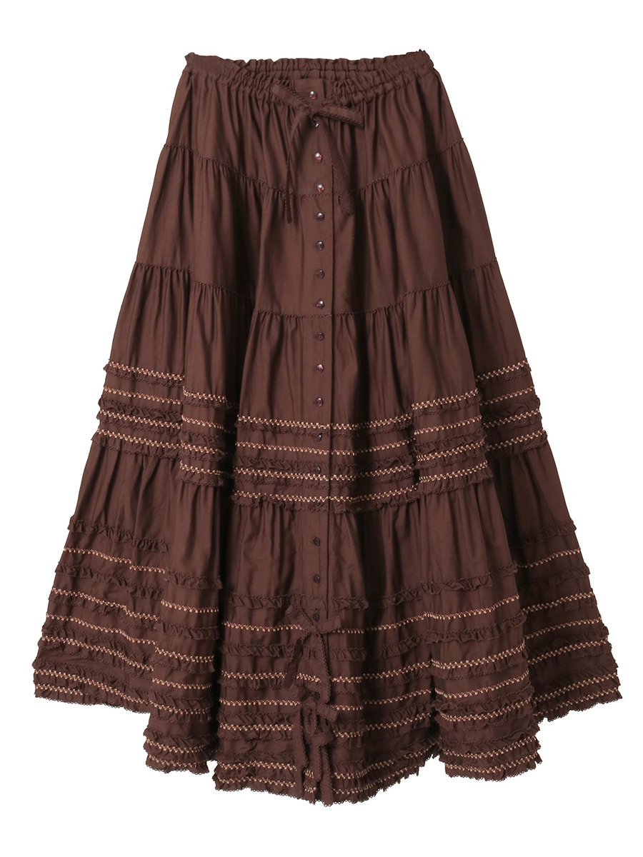 フローラルテープ使いスカート 詳細画像 チョコレート 1