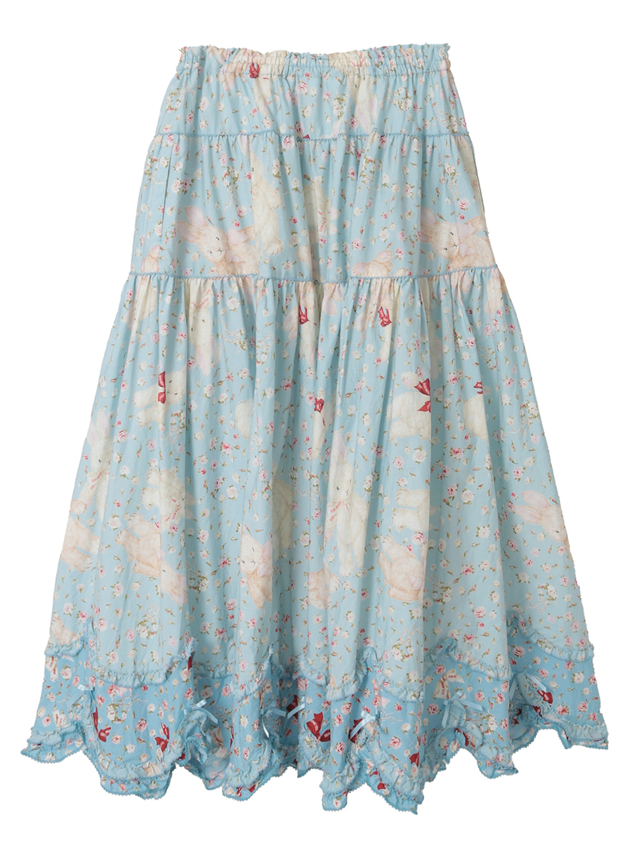 バラ園うさぎプリントスカート 詳細画像 ソライロ 2