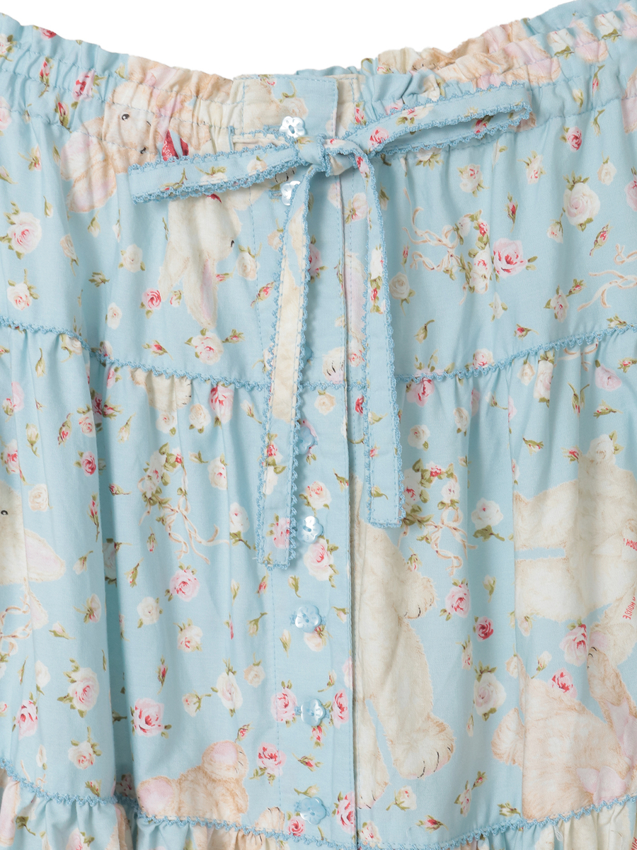 バラ園うさぎプリントスカート 詳細画像 ソライロ 3