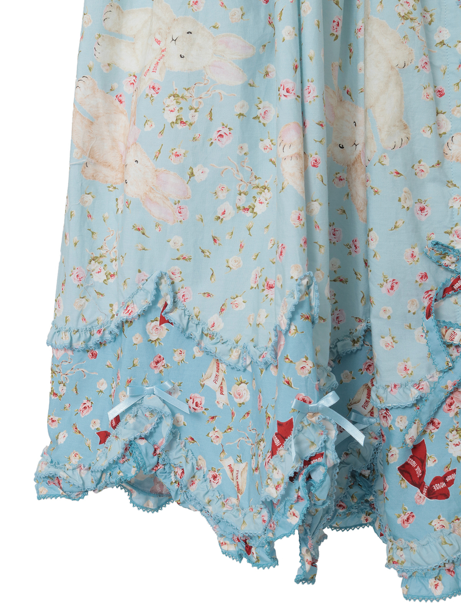 バラ園うさぎプリントスカート 詳細画像 ソライロ 5