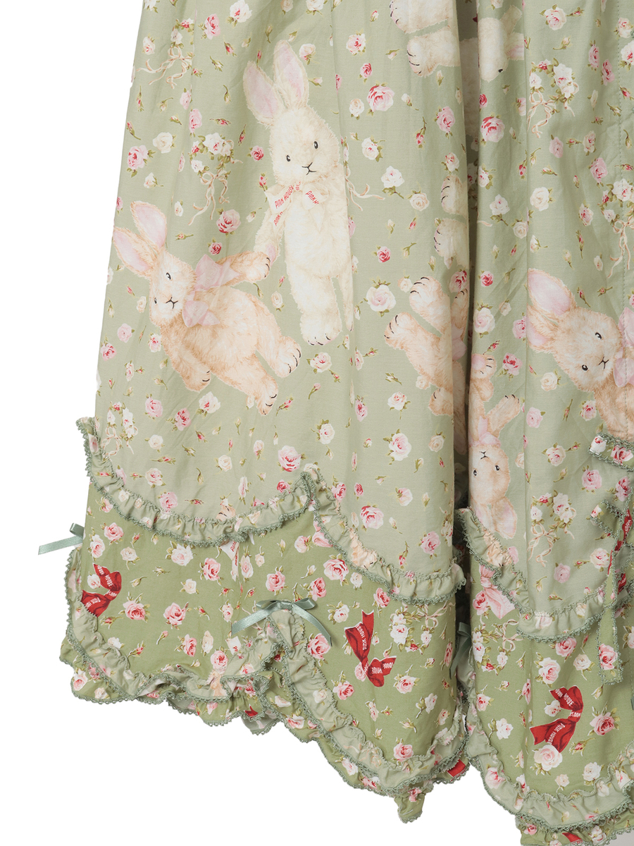 バラ園うさぎプリントスカート 詳細画像 ソライロ 9