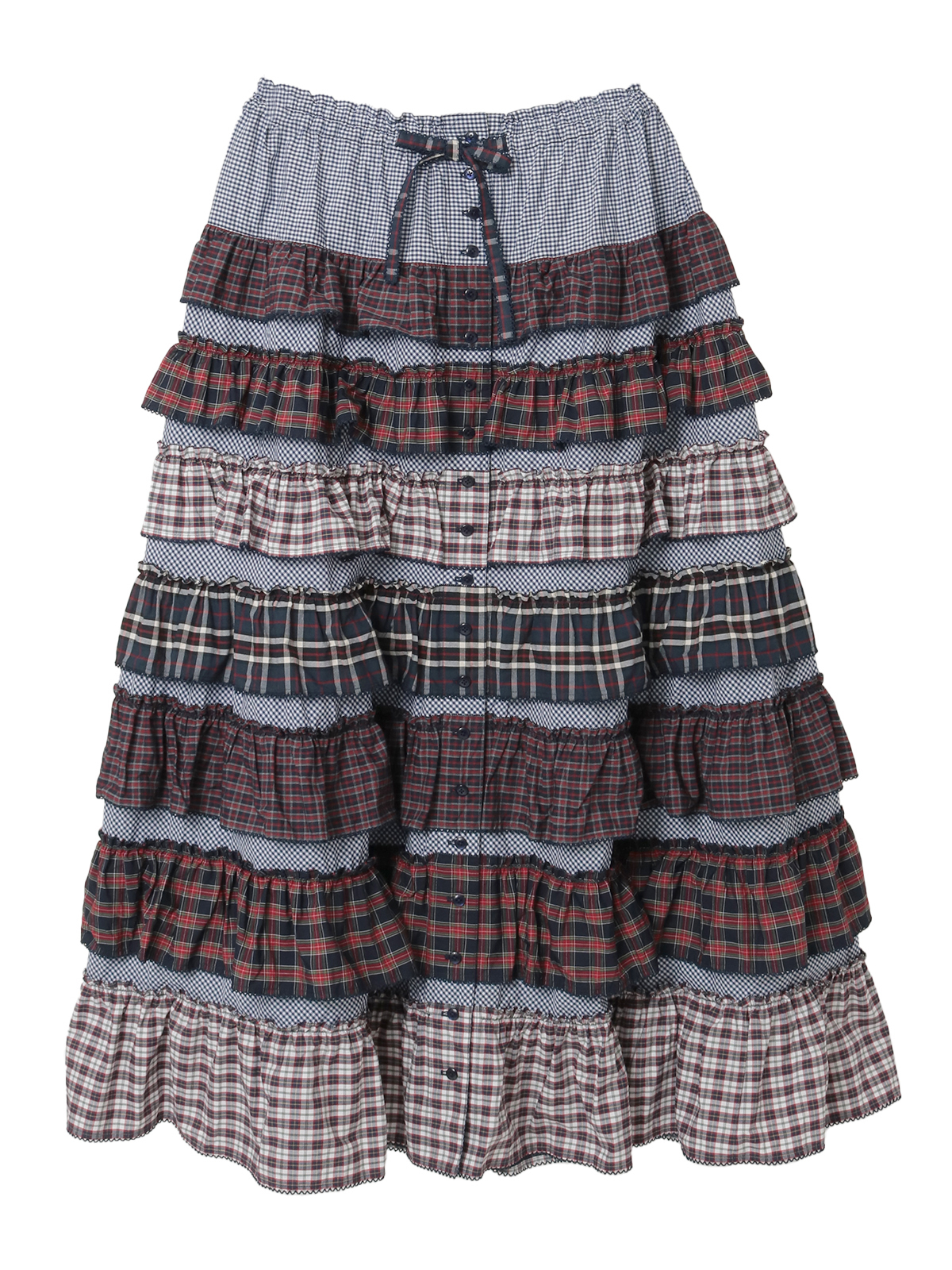 PINKHOUSE ピンクハウス ピコフリル パッチワークスカート タータンチェックパッチワークフリルスカート｜ピンクハウス