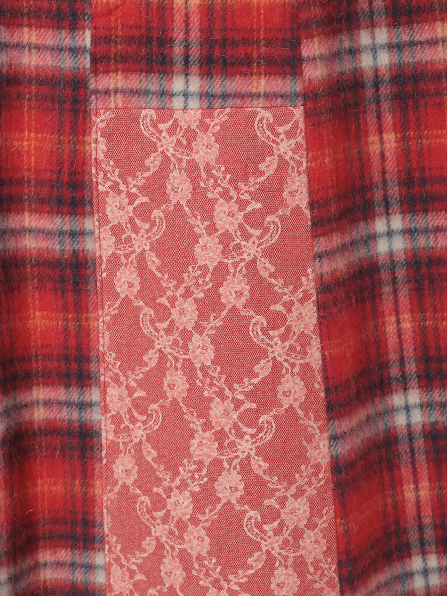 ニードルパンチ×シャギーチェックスカート 詳細画像 アカ 10