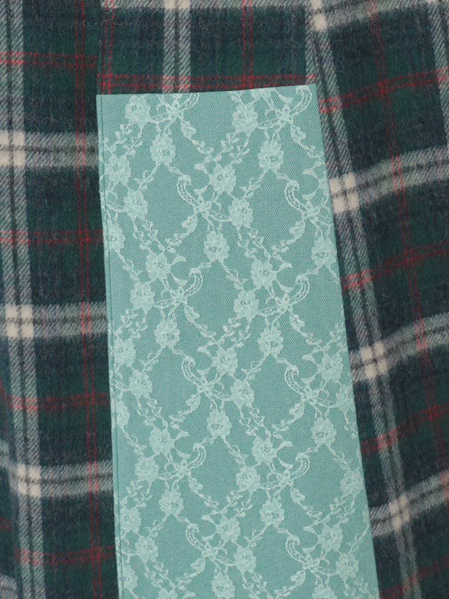 ニードルパンチ×シャギーチェックスカート 詳細画像 アカ 7