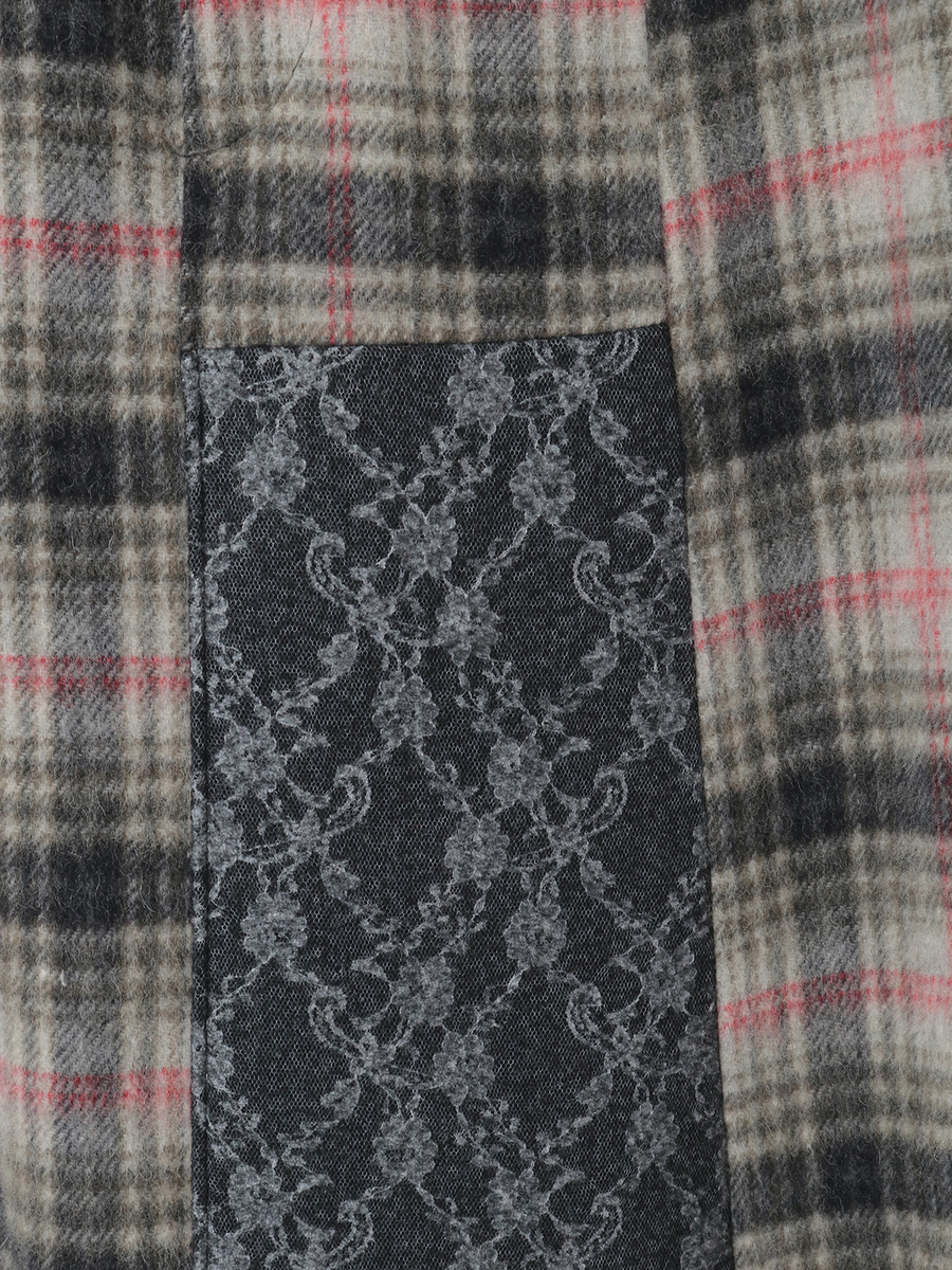 ニードルパンチ×シャギーチェックスカート 詳細画像 アカ 8