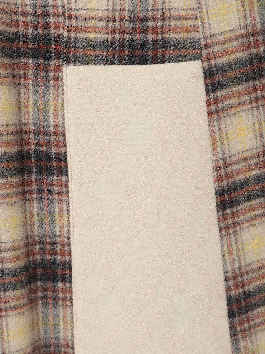 ニードルパンチ×シャギーチェックスカート 詳細画像 アカ 9