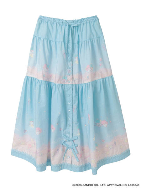 Little Twin Stars×PINK HOUSE A Starry Night Wish柄スカート