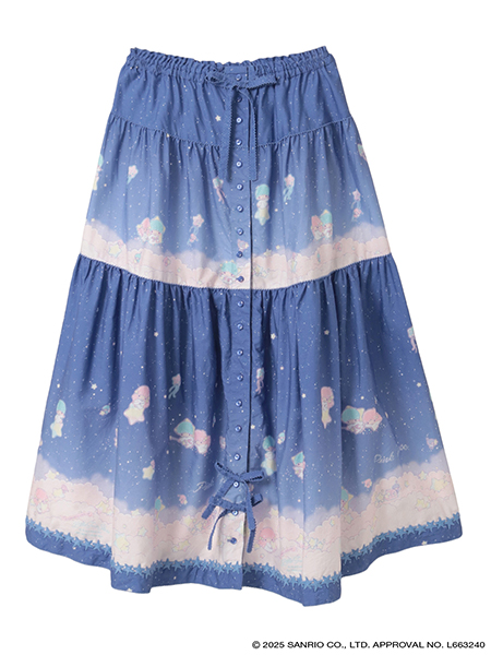 Little Twin Stars×PINK HOUSE A Starry Night Wish柄スカート