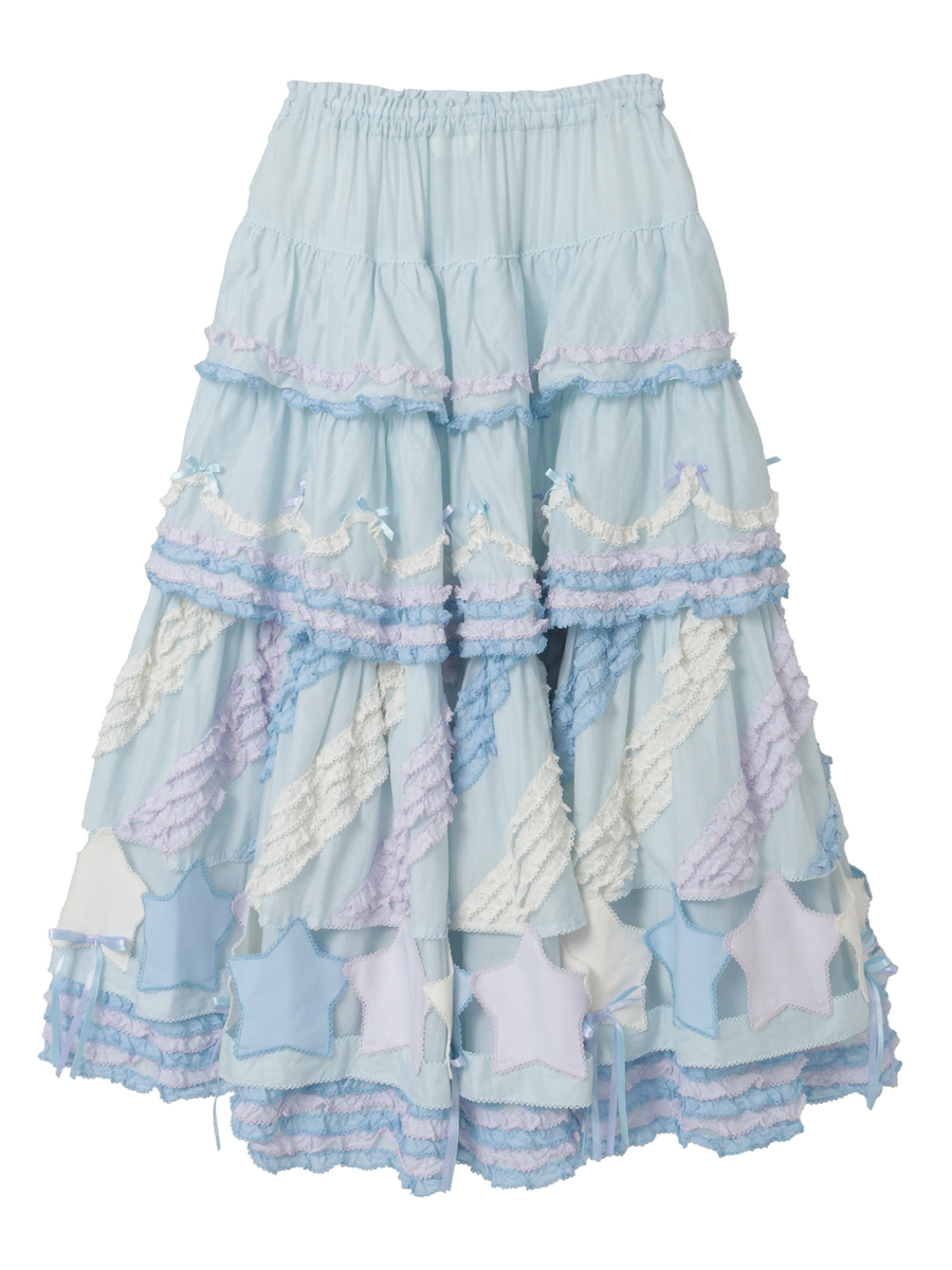 星形ワッペン付き配色フリルスカート 詳細画像 キナリ 2