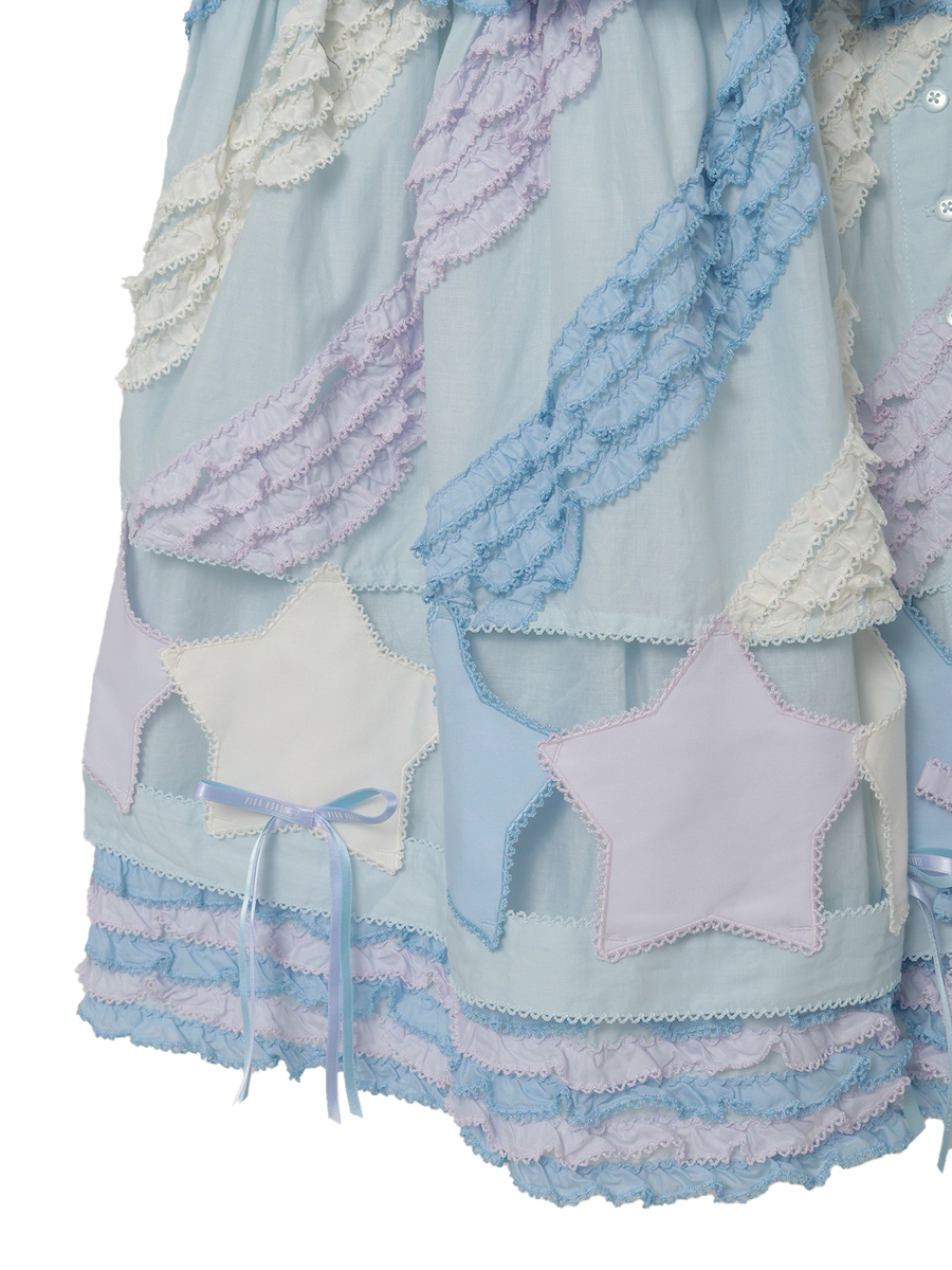 星形ワッペン付き配色フリルスカート 詳細画像 キナリ 5