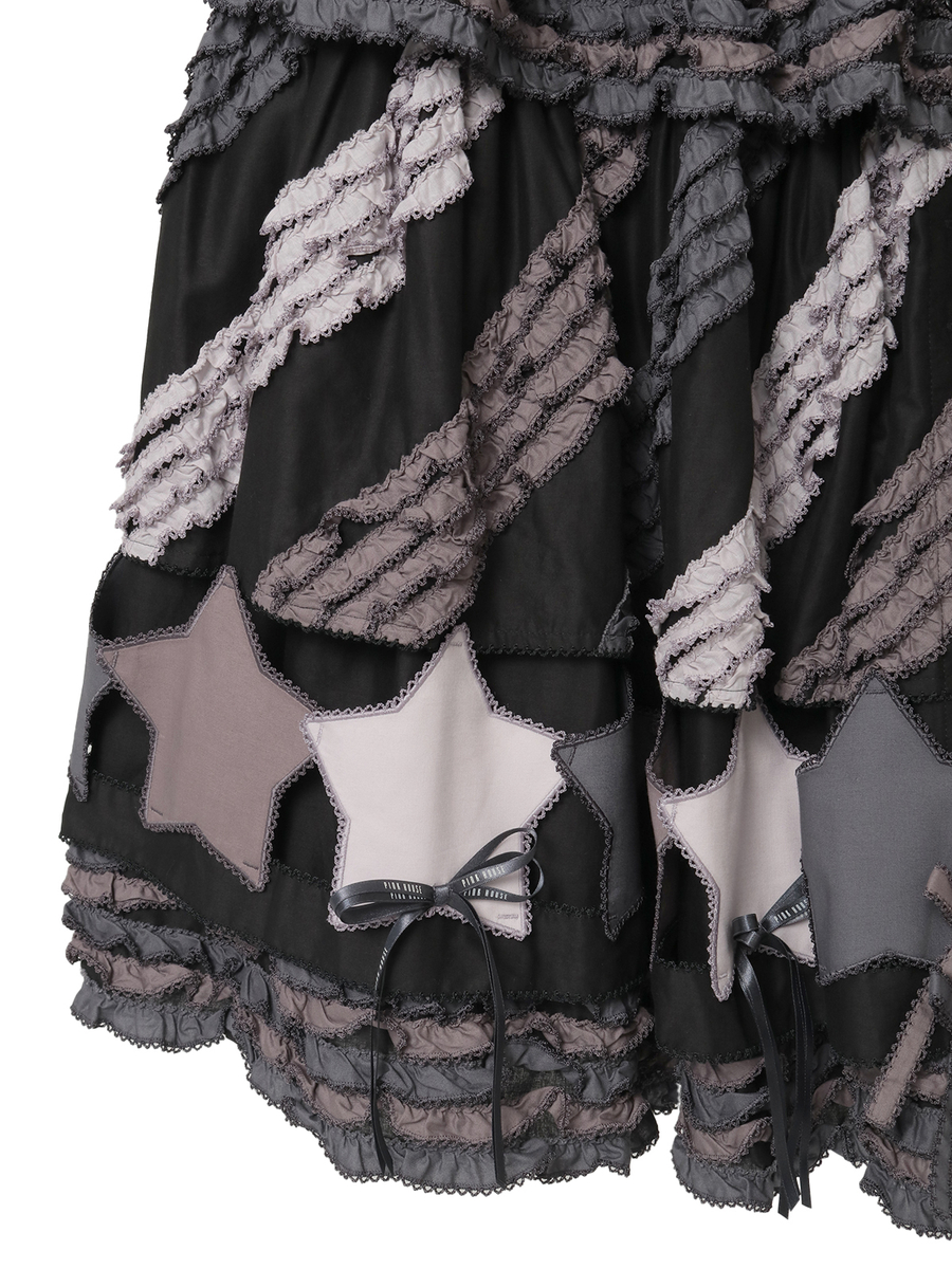 星形ワッペン付き配色フリルスカート 詳細画像 キナリ 6